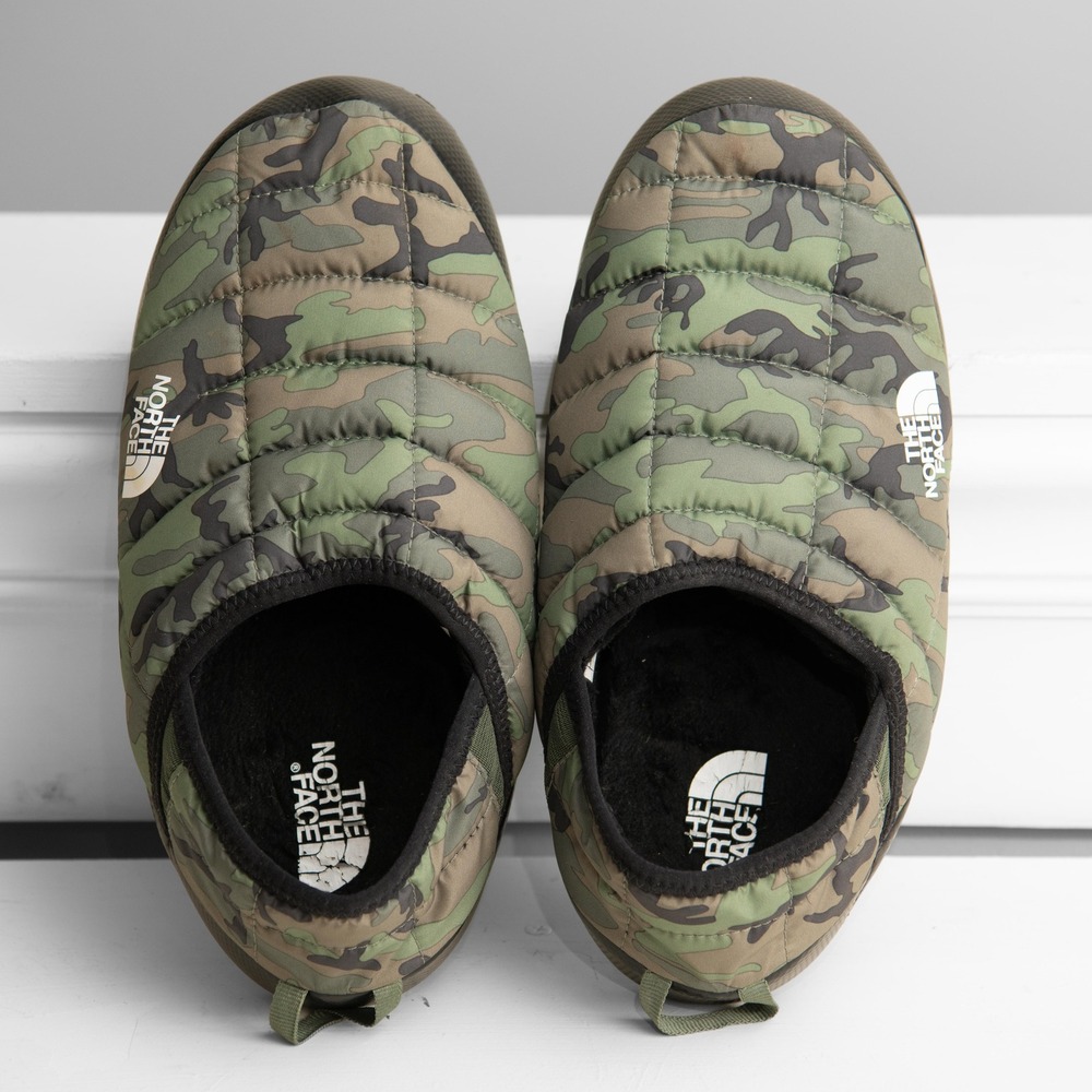 North Face Thermoball Camo Puffer Slippers with Traction Cozy GorpCore Outdoors